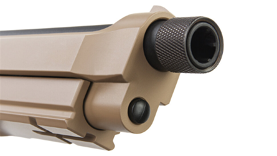Страйкбольный пистолет KJW Beretta M9A1 TBC GAS Tan, удлин. ствол