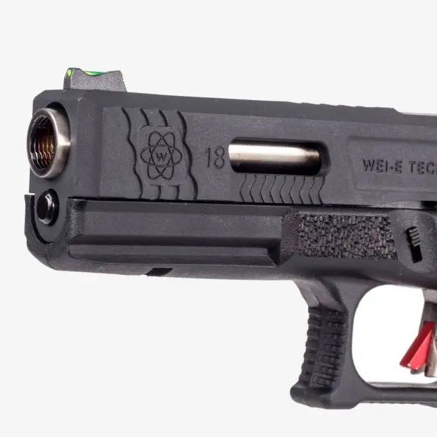 Страйкбольный пистолет WE Glock 18 G-Force (WE-G002WET-5, черн. рамка,хром.ствол)