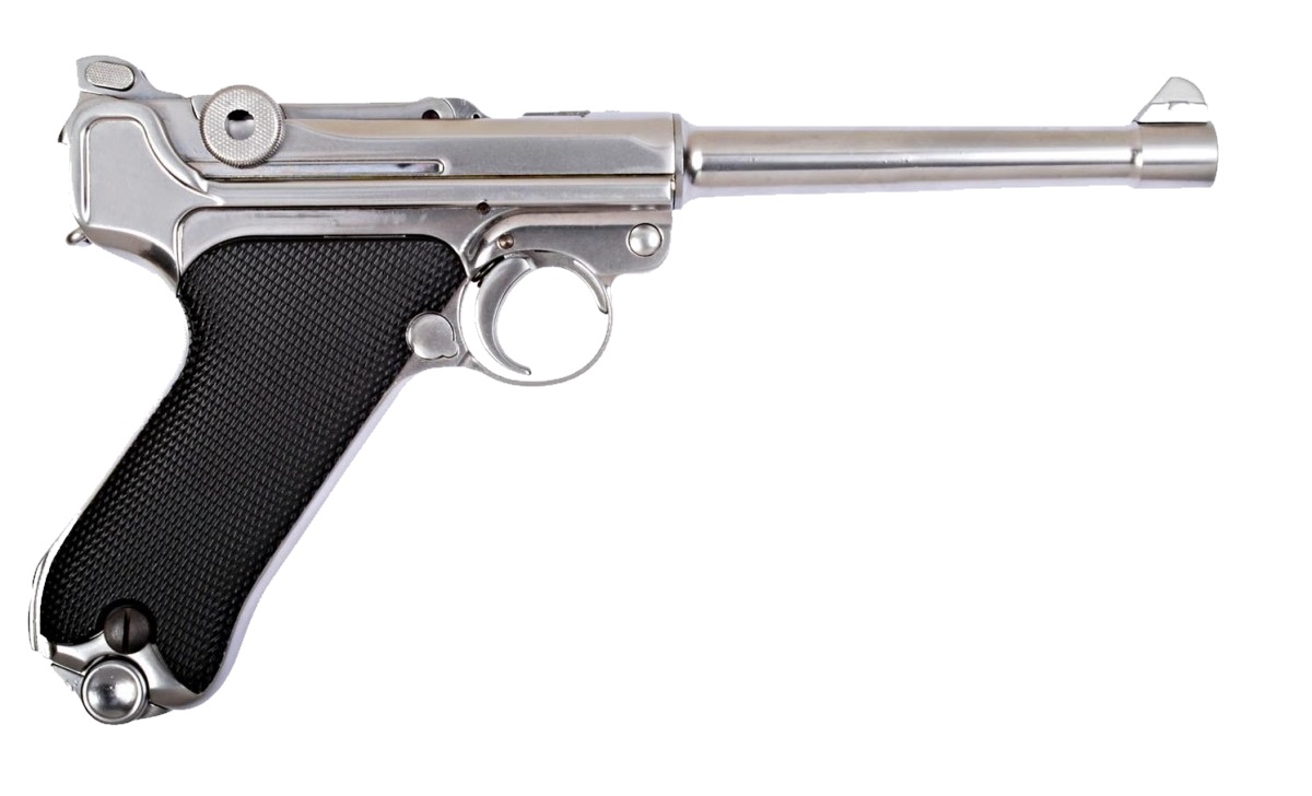 Страйкбольный пистолет WE Luger P08 6” Silver (WE-P005)
