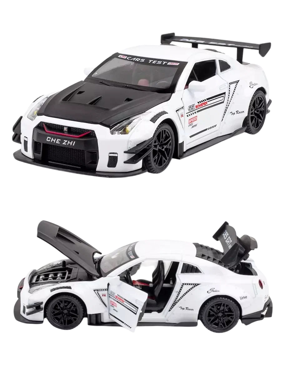 Металлическая машинка Nissan Skyline GTR R35 1:24 SMOKE Белая