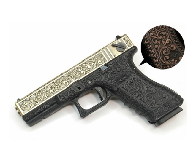 Страйкбольный пистолет WE Glock-18 Gen.3 Bronze, с гравировкой (WE-G002BOX-BR)