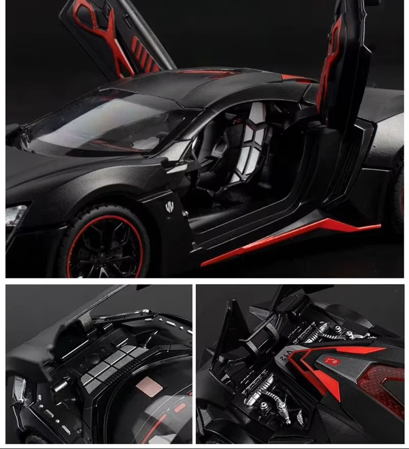 Металлическая машинка Люкан Lykan Hypersport black 1:24