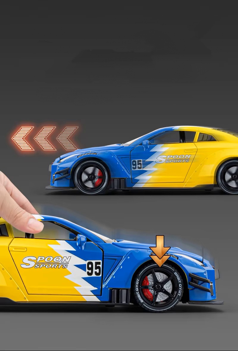 Металлическая машинка Nissan Skyline GTR R35 1:24 SPOON SMOKE