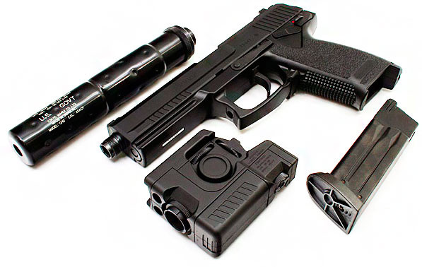 Страйкбольный пистолет Tokyo Marui SOCOM Mk.23 GNB (модератор, фонарь)