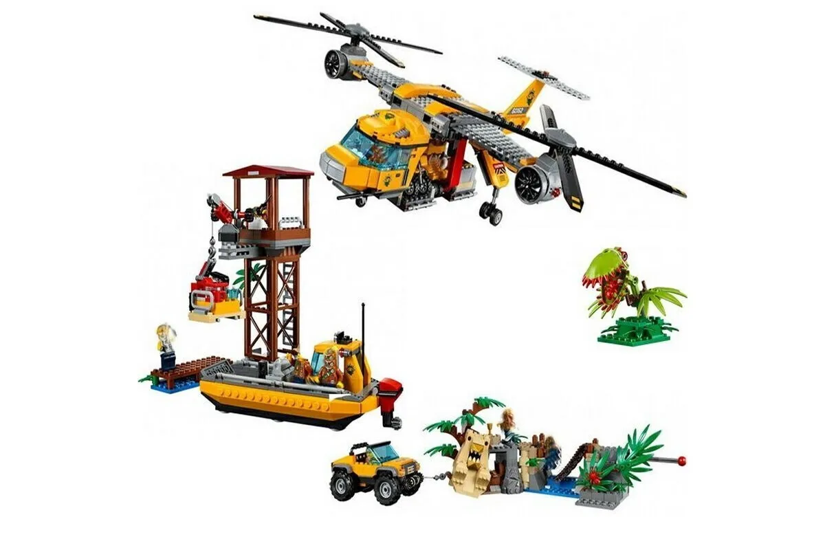 Конструктор «Вертолет для доставки грузов в джунгли» (серия Jungle Explorers), 1250 деталей