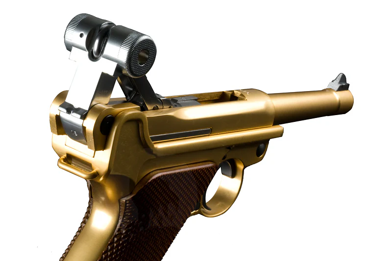 Страйкбольный пистолет WE Luger P08 4″ Gold (WE-P007) — газовый GBB, 6 мм