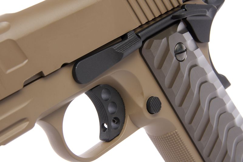 Страйкбольный пистолет KJW Colt 1911/M45A1 Gas FDE, удлин. ствол (KP-16.GAS)