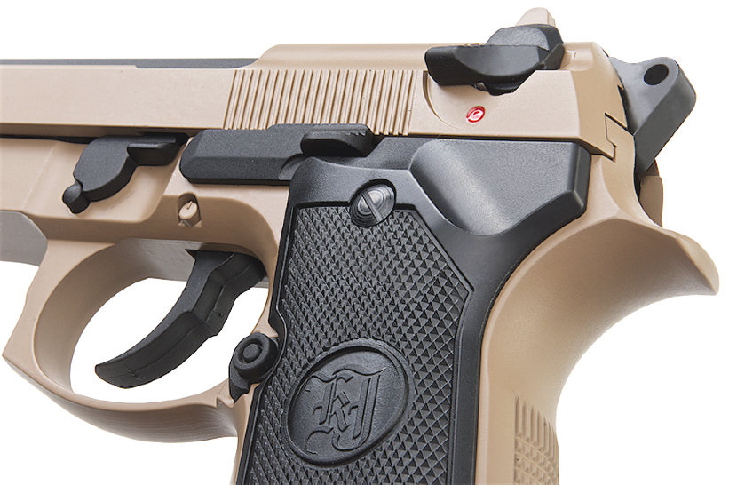 Страйкбольный пистолет KJW Beretta M9A1 TBC CO₂ Tan, удлин. ствол