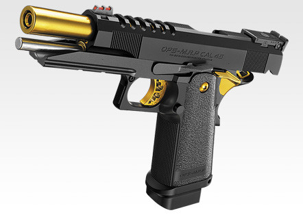 Страйкбольный пистолет GBB Tokyo Marui COLT 1911 Hi-Capa 5.1 GOLD MATCH (142672) пластик, чёрный/золотой