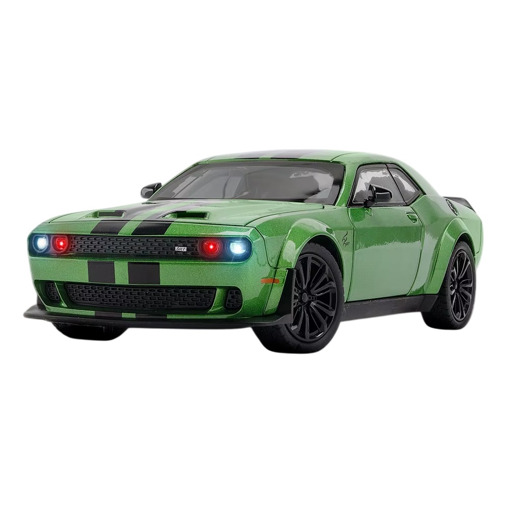 Металлическая машинка Dodge Challenger SRT Hellcat 1:24 зелёная