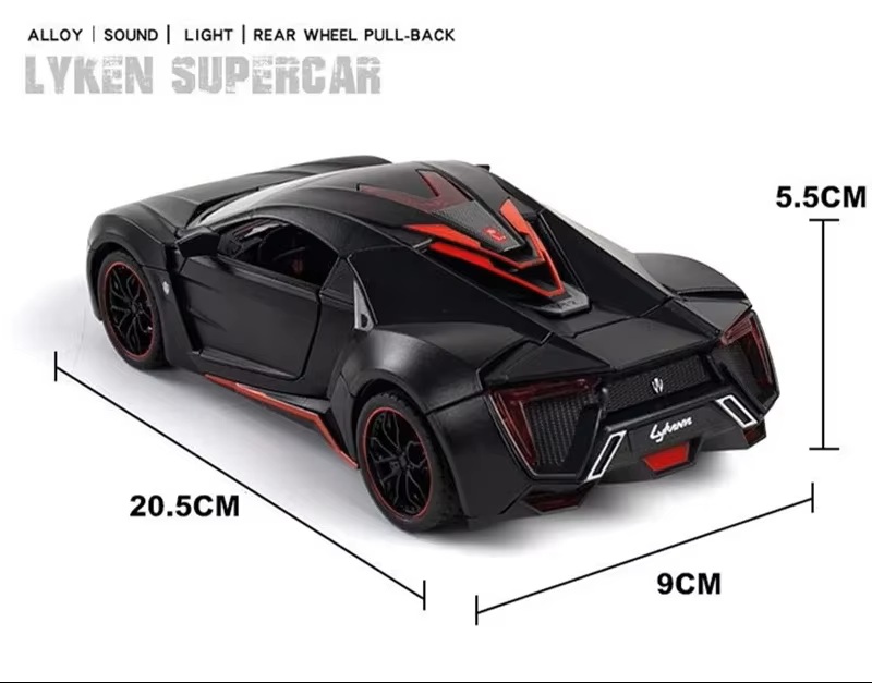 Металлическая машинка Люкан Lykan Hypersport black 1:24