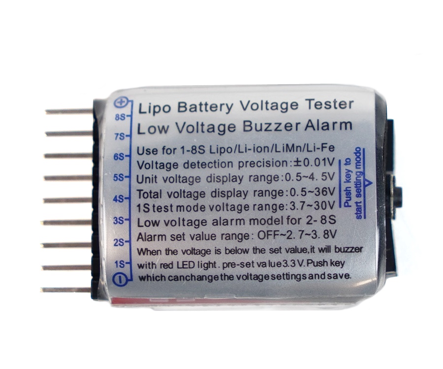 Тестер-индикатор низкого заряда Li-Po Low Voltage Alarm Buzzer / Indicator (1-8S)