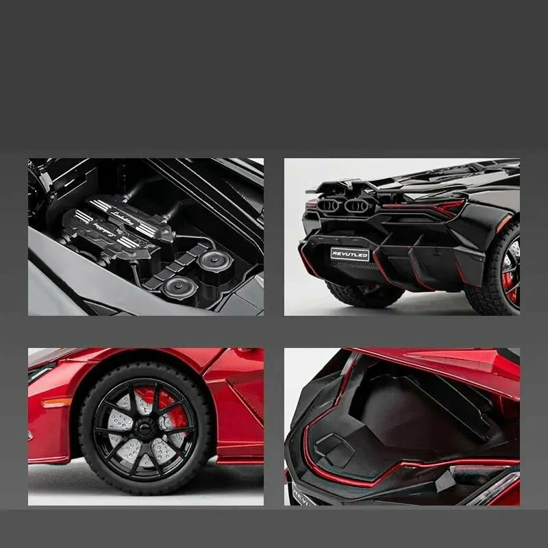 Металлическая машинка Lamborghini Revuelto Чёрная 1:24