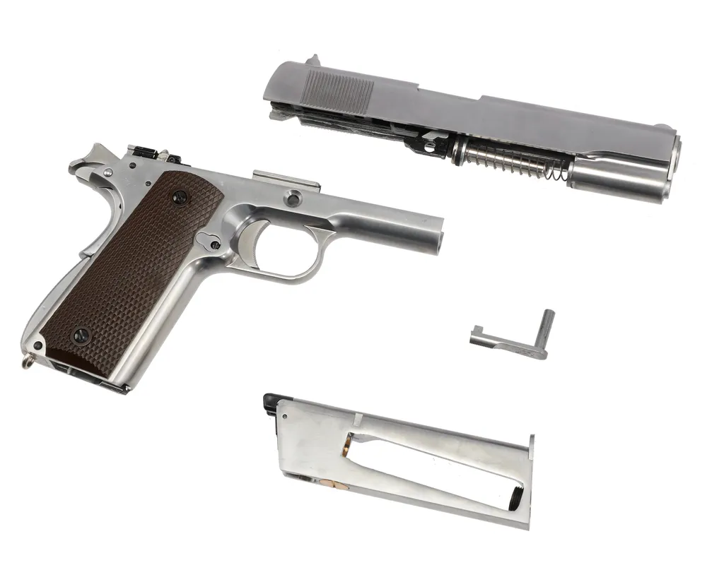 Страйкбольный пистолет WE Colt M1911A1 Gen 2 CO₂ Silver (WE-E017C-SV) — блоубэк, 6 мм