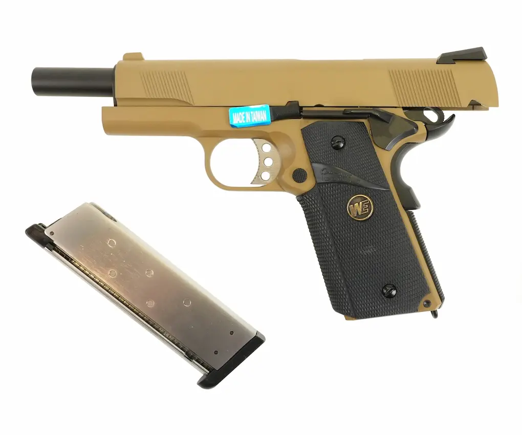 Страйкбольный пистолет WE Colt M1911A1 M.E.U. (6 мм, Gas, Blowback, Tan, WE-E008A)