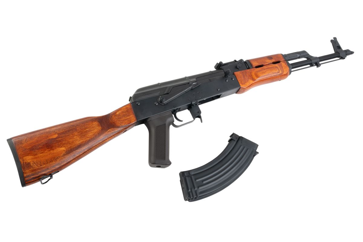 Страйкбольный автомат CYMA CM056M RKM PLATINUM (деревянный приклад, сталь), 120 м/с, чёрный/дерево