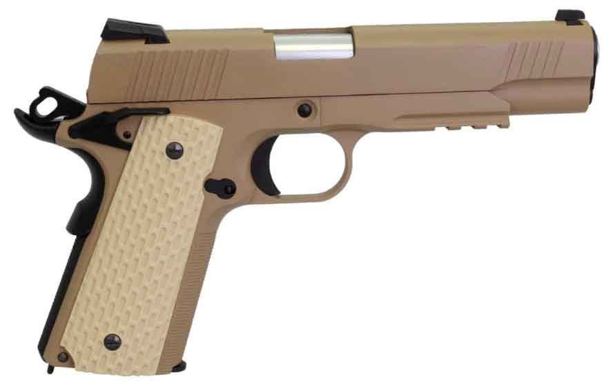 Страйкбольный пистолет WE-E010-TAN Colt М1911А1 Kimber Style Rail Tan