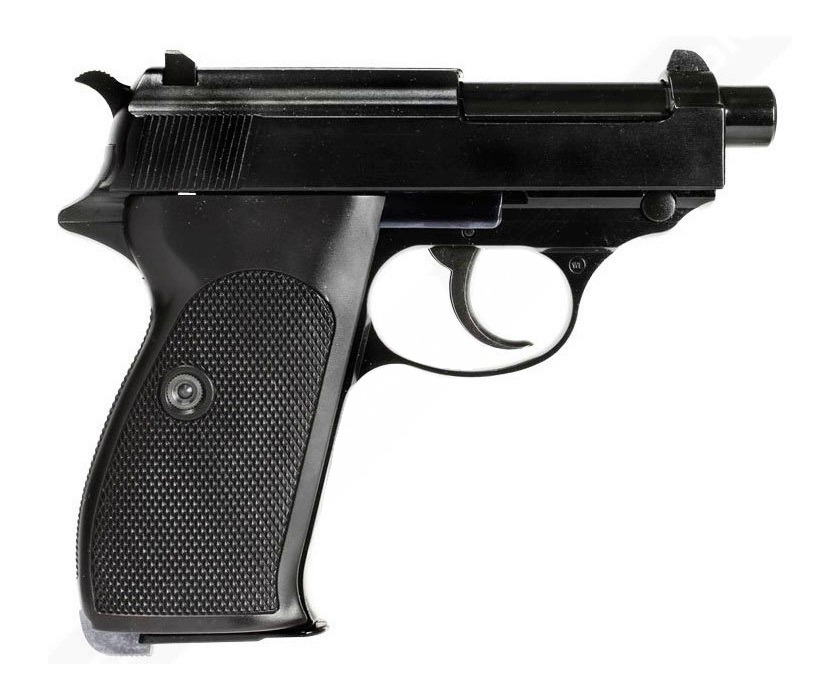 Страйкбольный пистолет WE Walther P38 GBB Black, с глушителем