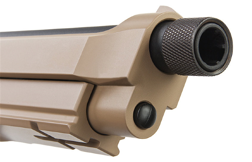 Страйкбольный пистолет KJW Beretta M9A1 TBC CO₂ Tan, удлин. ствол