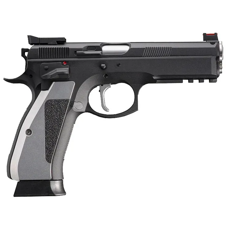 Страйкбольный пистолет GBB KJW CZ75 SP-01 SHADOW ACCU (SP-01 ACCU.GAS) Blowback, чёрный