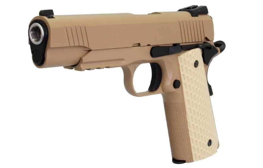 Страйкбольный пистолет WE-E010-TAN Colt М1911А1 Kimber Style Rail Tan
