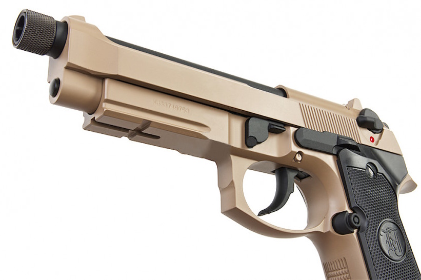 Страйкбольный пистолет KJW Beretta M9A1 TBC CO₂ Tan, удлин. ствол
