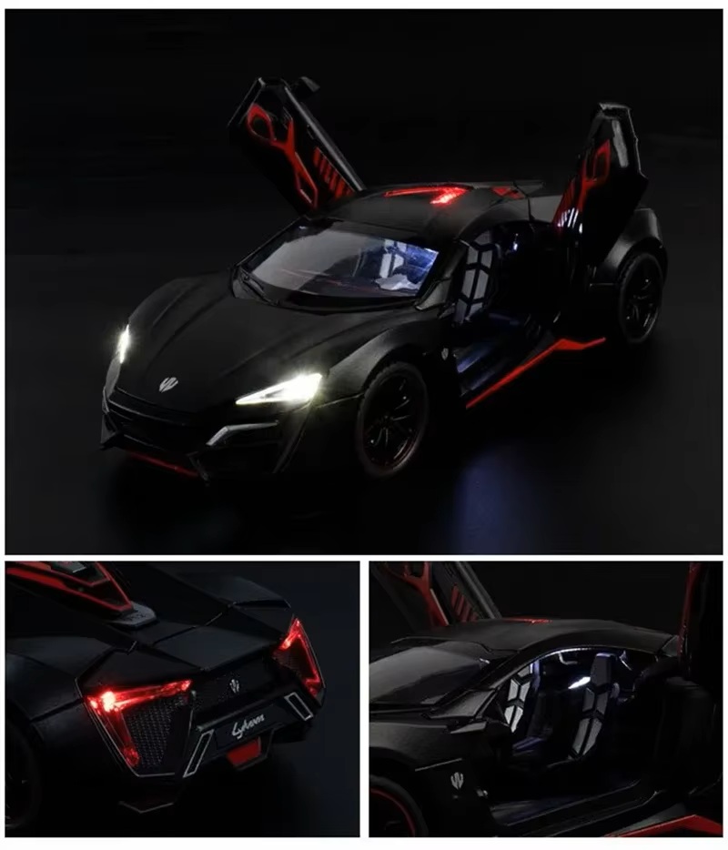 Металлическая машинка Люкан Lykan Hypersport black 1:24