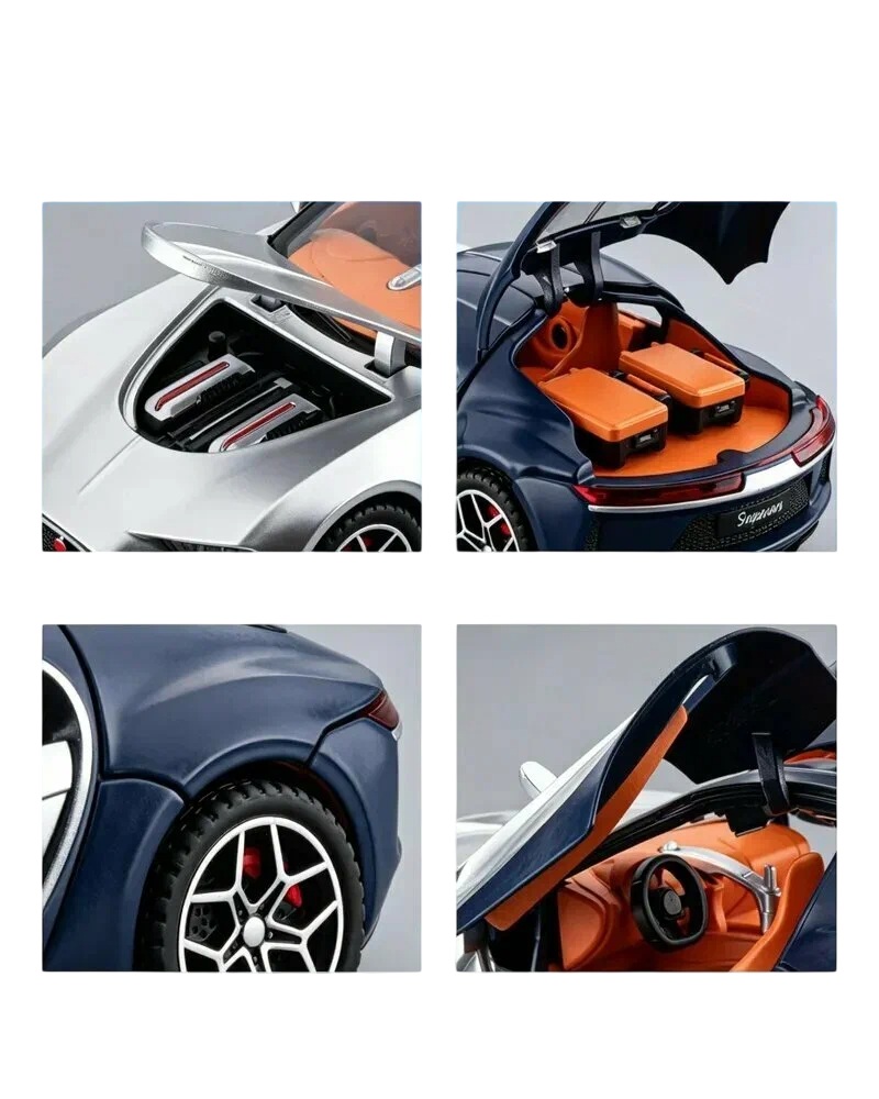 Машинка металлическая Bugatti Atlantic 1:32 серебристо-синий