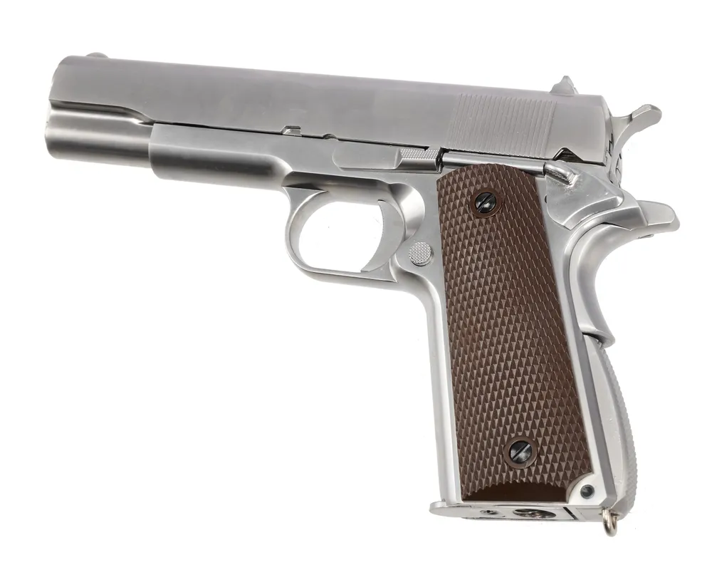 Страйкбольный пистолет WE Colt M1911A1 Gen 2 CO₂ Silver (WE-E017C-SV) — блоубэк, 6 мм