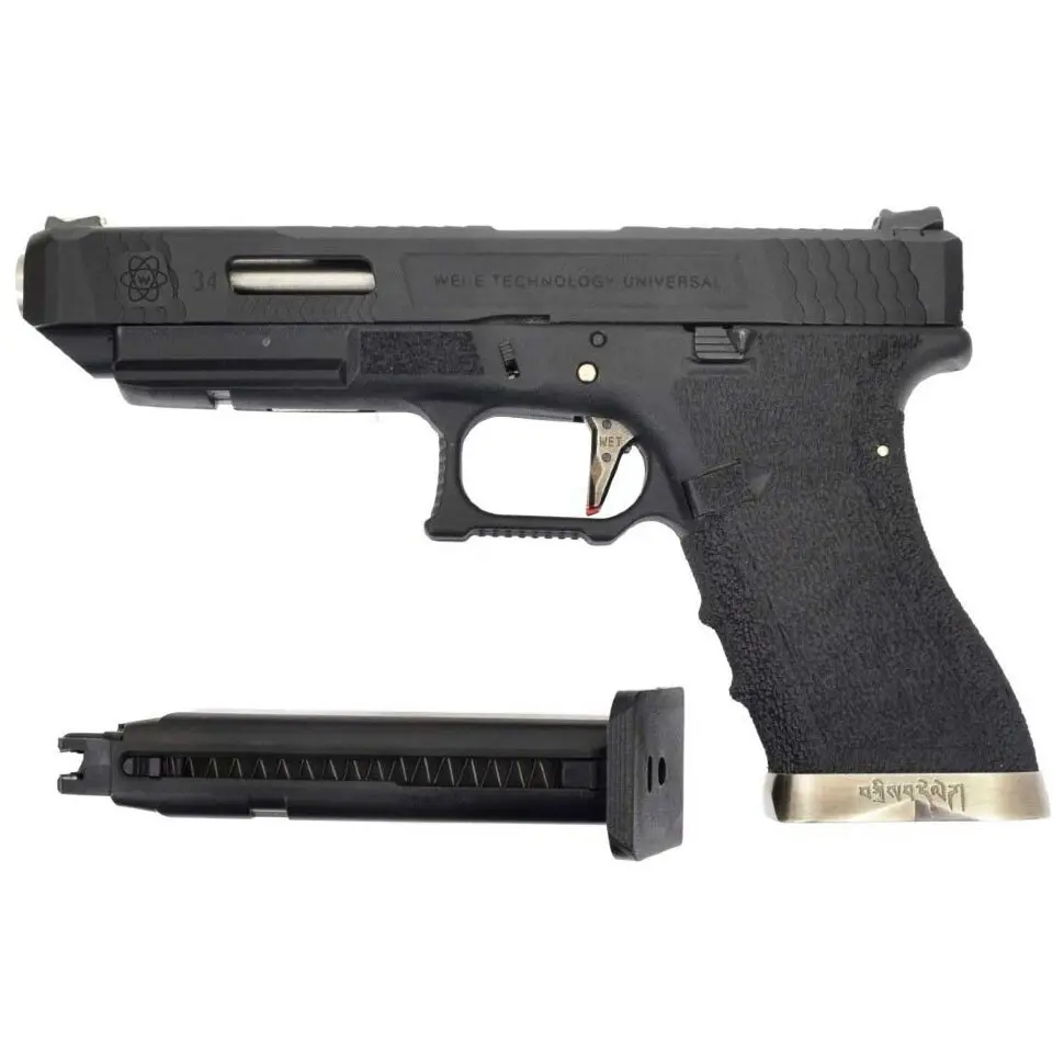 Страйкбольный пистолет WE Glock 35 G-Force (WE-G009WET-5) — чёрный слайд, хромированный ствол, GBB