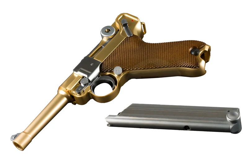 Страйкбольный пистолет WE Luger P08 4″ Gold (WE-P007) — газовый GBB, 6 мм