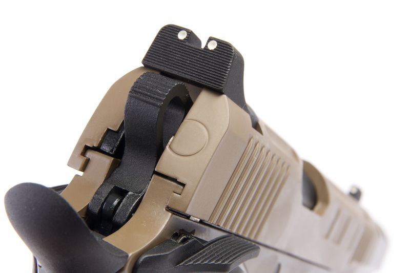 Страйкбольный пистолет KJW Colt 1911/M45A1 Gas FDE, удлин. ствол (KP-16.GAS)