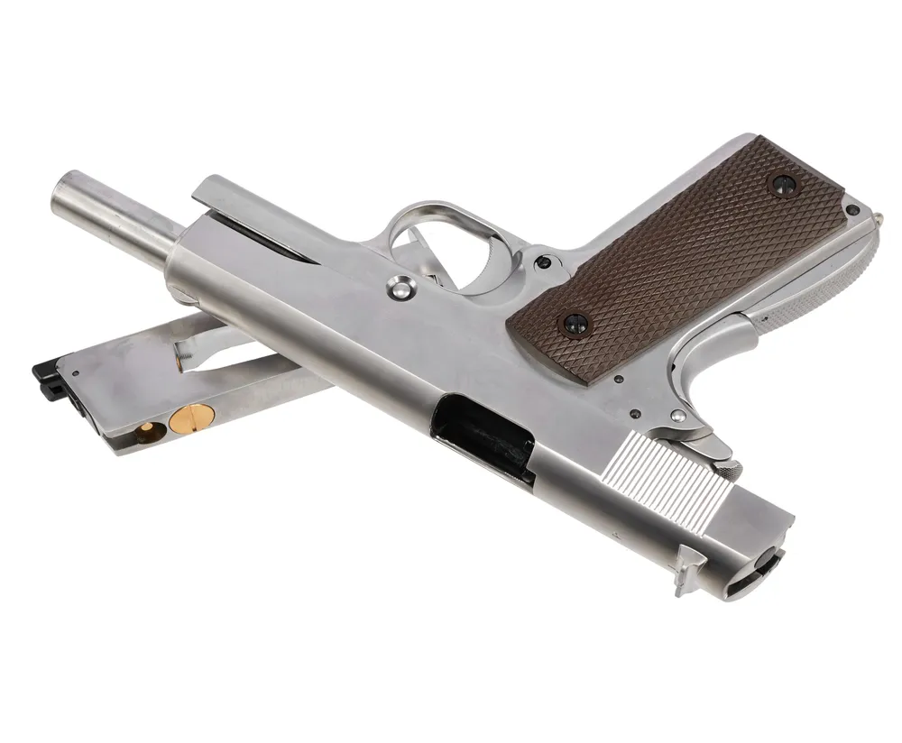 Страйкбольный пистолет WE Colt M1911A1 Gen 2 CO₂ Silver (WE-E017C-SV) — блоубэк, 6 мм