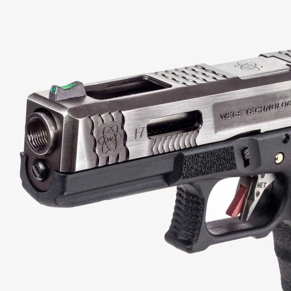 Страйкбольный пистолет WE Glock 17 G-Force (WE-G001WET-7) — чёрная рамка, хромированный слайд и ствол
