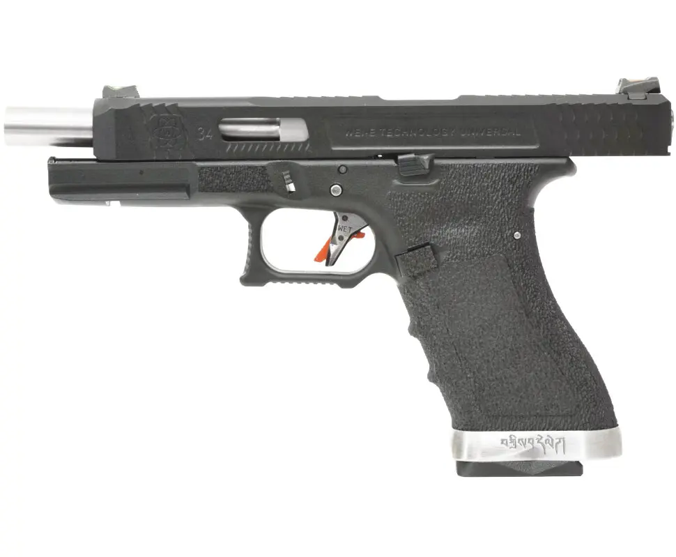 Страйкбольный пистолет WE Glock 35 G-Force (WE-G009WET-5) — чёрный слайд, хромированный ствол, GBB