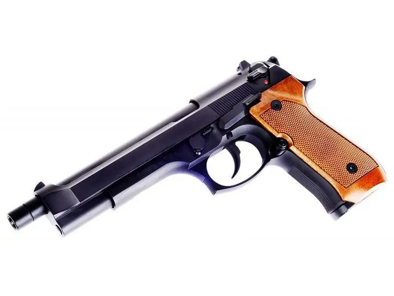 Страйкбольный пистолет WE-M005 Beretta M92F (металл, удлиненный, Black)