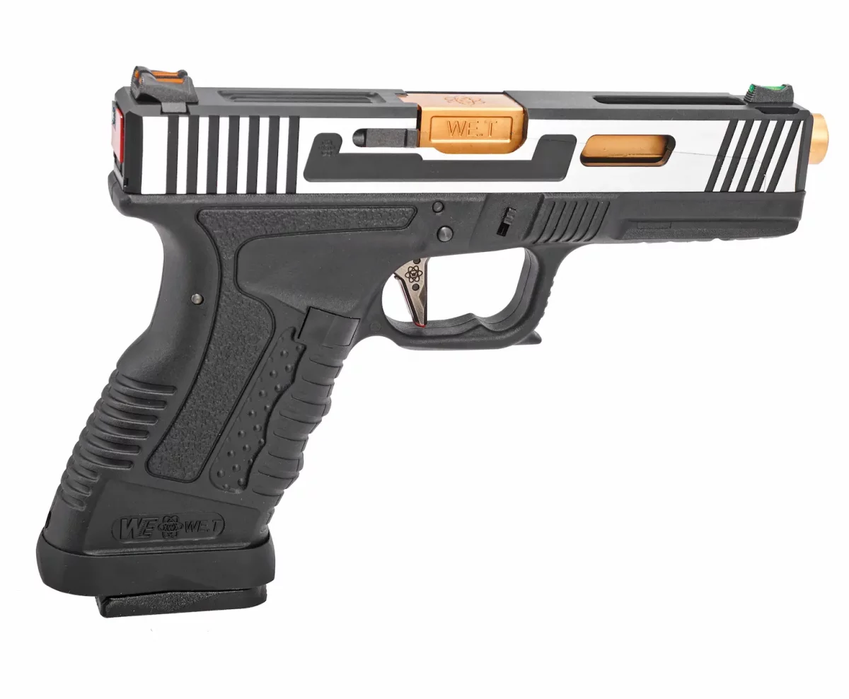 Страйкбольный пистолет WE Glock 17 HI-SPEED (хром) — GBB, 6 мм, Hop-Up