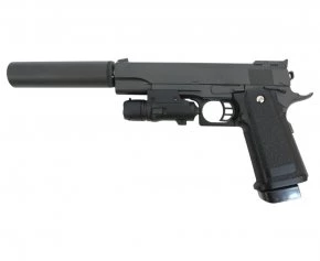 Пистолет Colt Hi-Capa с глушителем и ЛЦУ