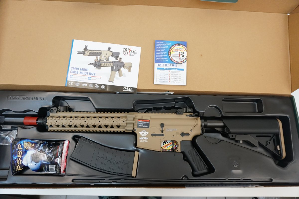 Страйкбольный автомат G&G CM18 MOD1 Desert/Black (EGC-18P-MD1-DNB-NCM)