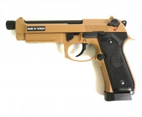 Страйкбольный пистолет KJW Beretta M9A1 TBC CO₂ Tan, удлин. ствол