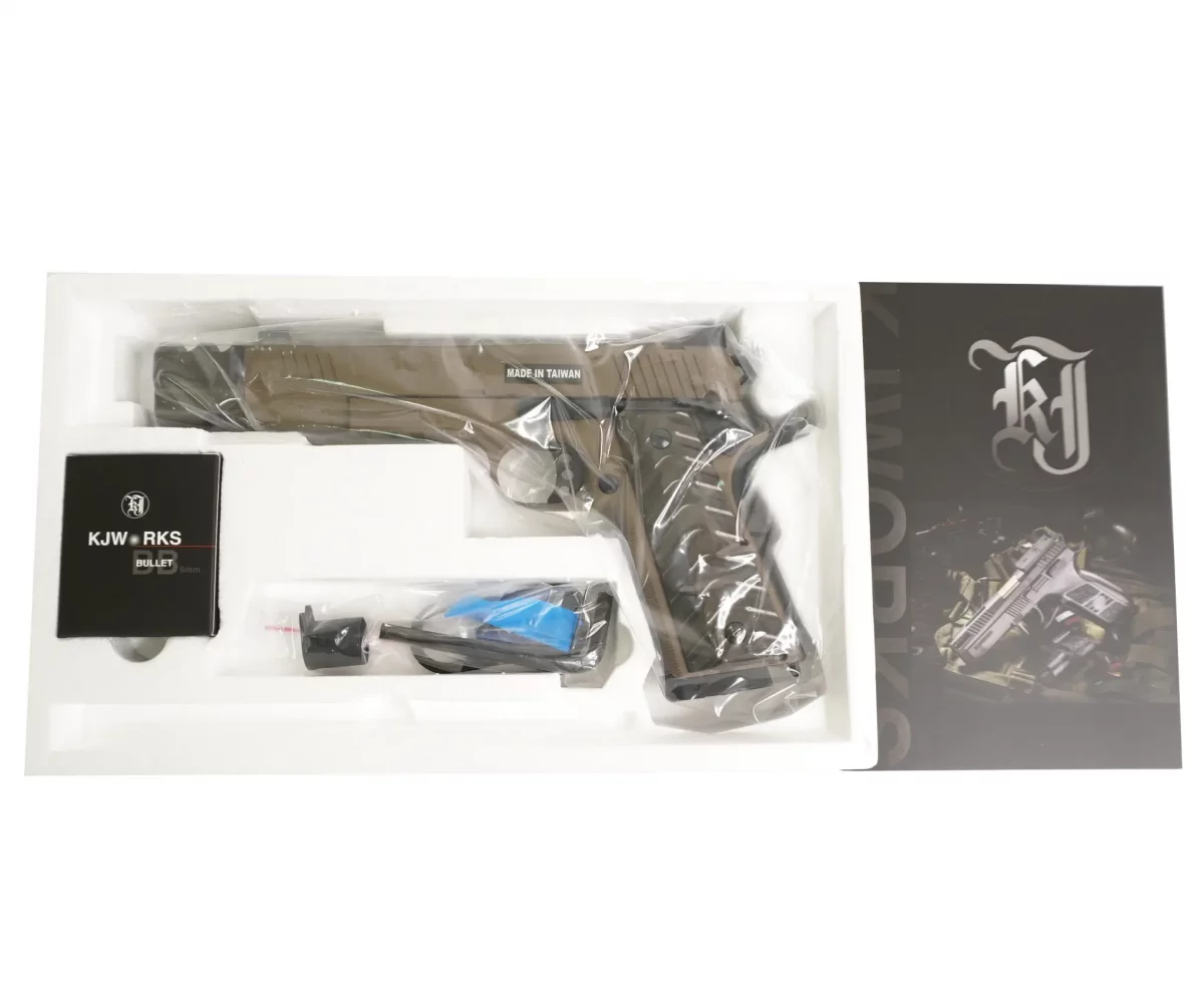 Страйкбольный пистолет KJW Colt M1911 (удлинённый, CO₂) — контроль и темп на 6