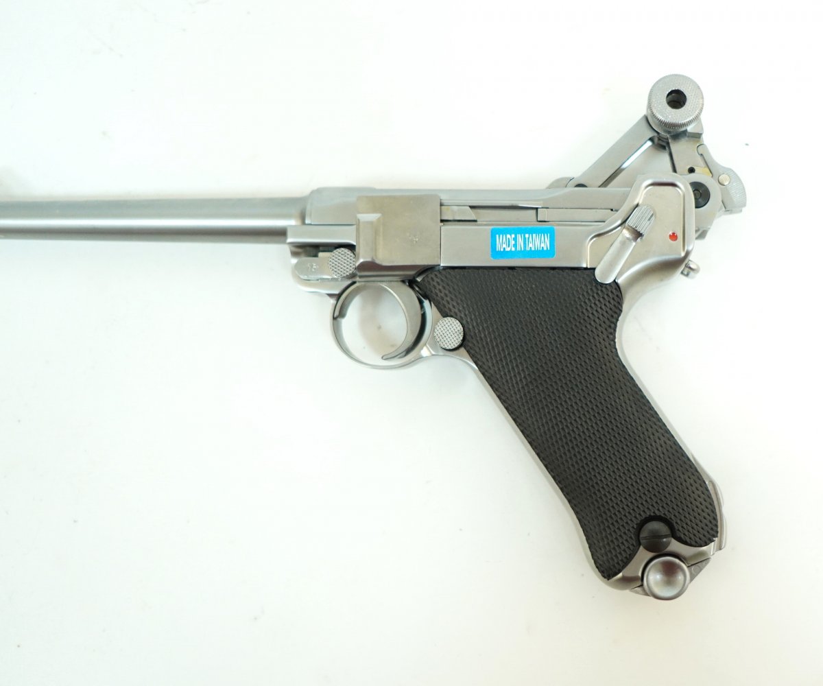 Страйкбольный пистолет WE Luger P08 6” Silver (WE-P005)