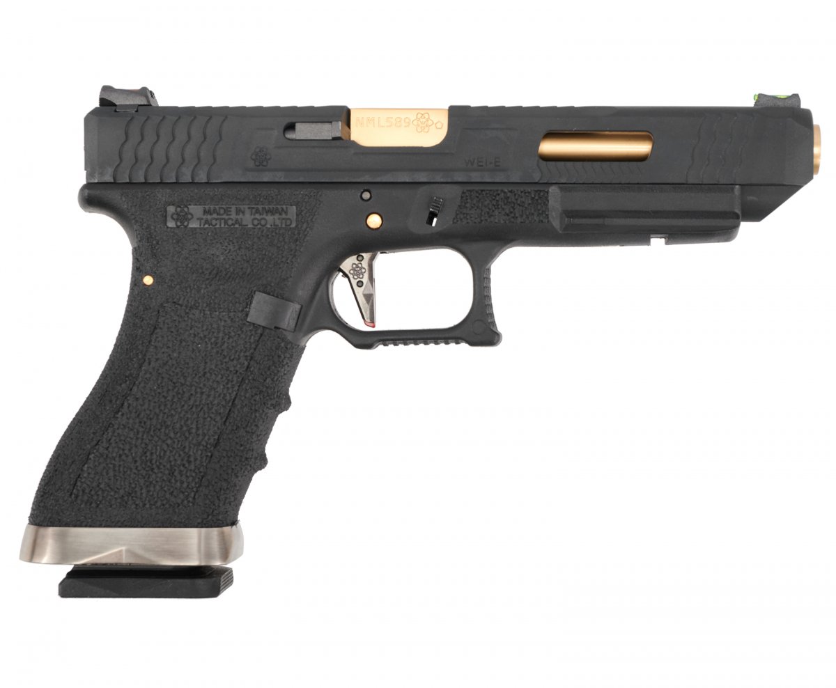 Страйкбольный пистолет WE Glock 34 G-Force (WE-G008WET-1, черный, позолоченный ствол)