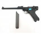 Страйкбольный пистолет WE Luger P08 8” Black (WE-P003)