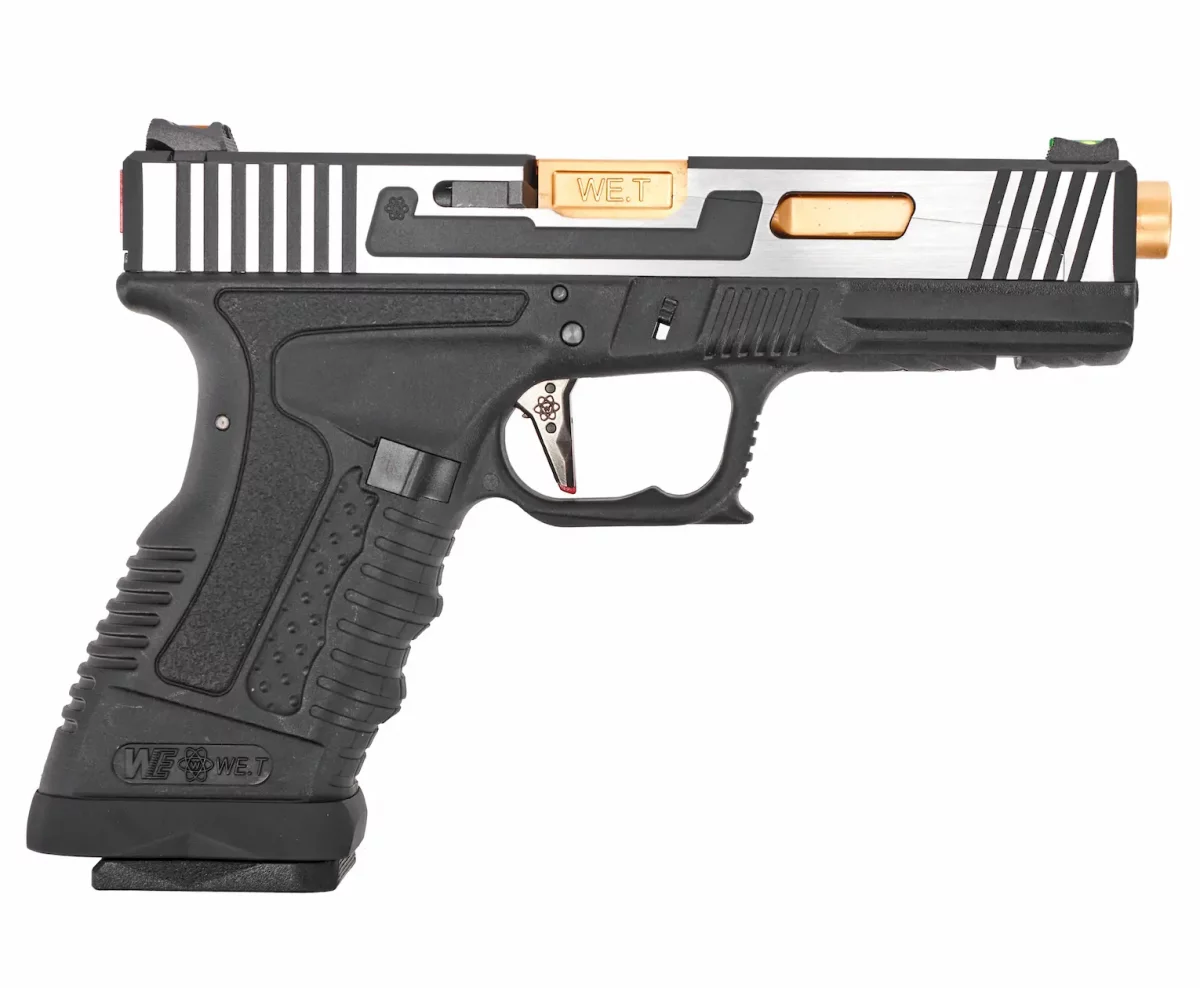 Страйкбольный пистолет WE Glock 17 HI-SPEED (хром) — GBB, 6 мм, Hop-Up