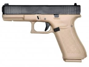 Страйкбольный пистолет WE-G001FVB-BK Glock-17 Gen.5 F Version (металлический слайд, сменные накладки, Tan-Black)
