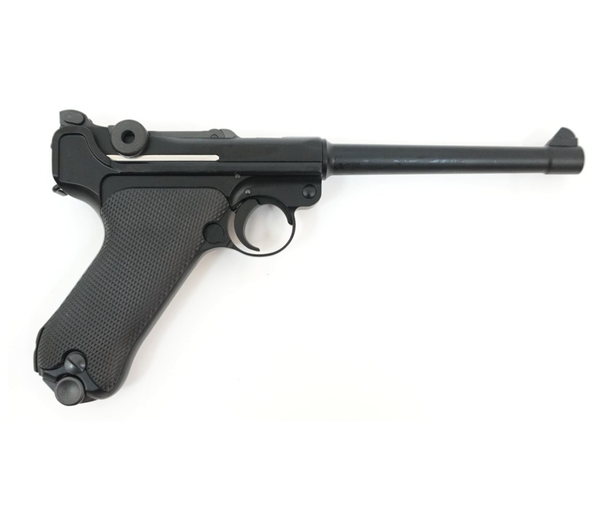 Страйкбольный пистолет WE Luger P08 6” Black (WE-P002)