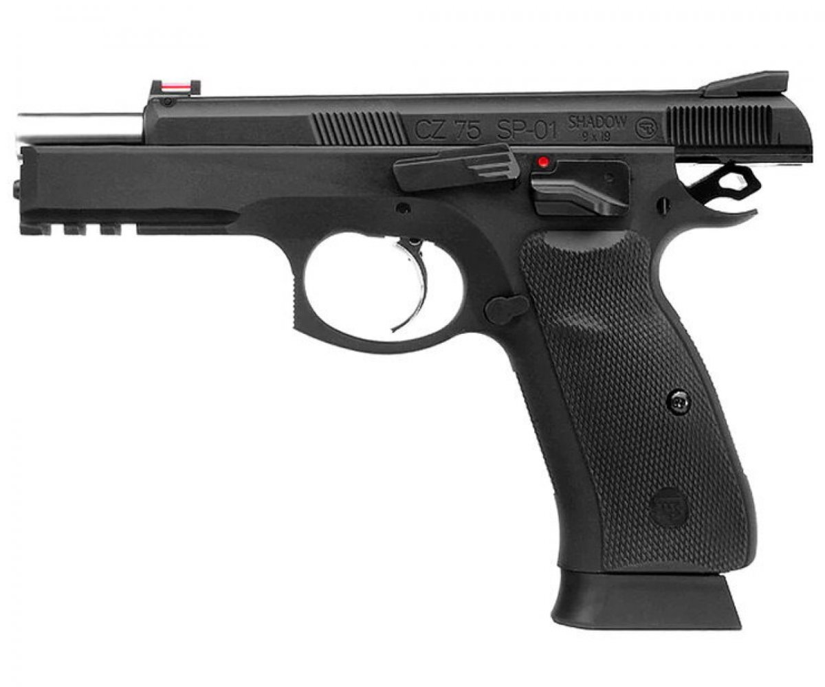 Страйкбольный пистолет KJW CZ-75 SP-01 Shadow CO₂ GBB Black