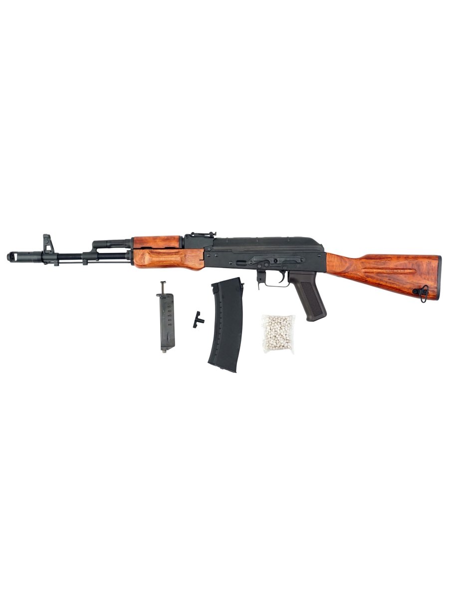 Страйкбольный автомат CYMA CM056 RK-47 PLATINUM (деревянный приклад, сталь), 120 м/с, чёрный/дерево
