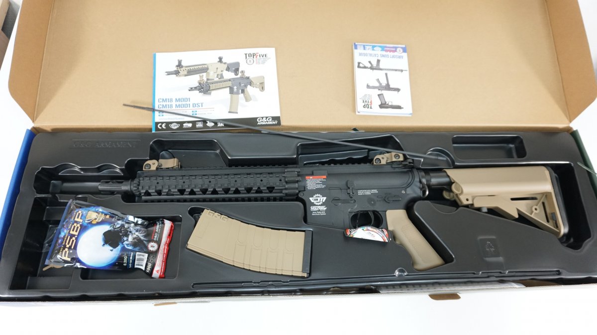 Страйкбольный автомат G&G CM18 MOD1 Black/Desert (EGC-18P-MD1-BNB-NCM)